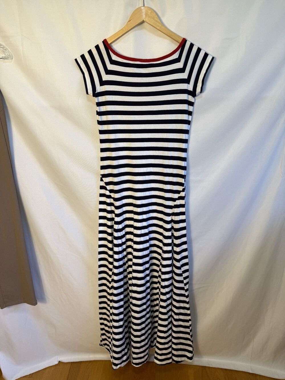Polo Ralph Lauren T-Shirt Maxi Dress M Navy Stripe Nautical Preppy PIma Cotton - Picture 7 of 7